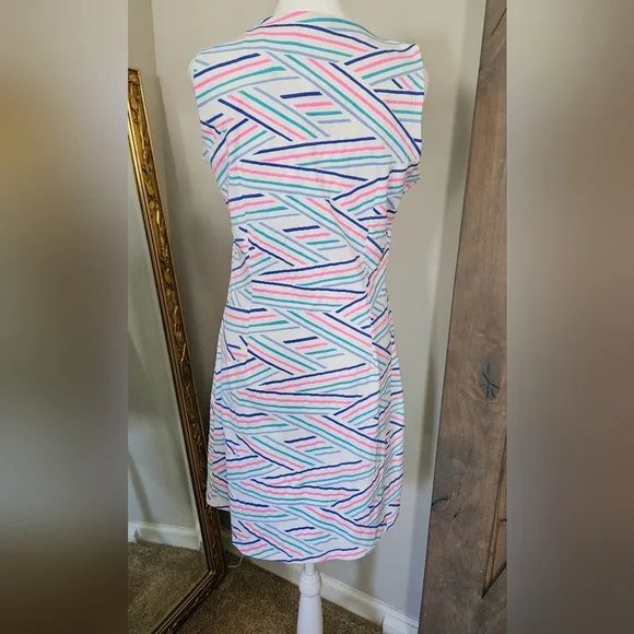 MAHI GOLD Ryder Dress in Chatham Cloth: Chart Your Course in Peony Pink. Size M - Picture 10 of 10